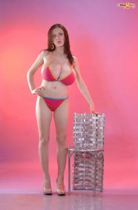 Anya Zenkova in Pinup Files set in a red tight bikini