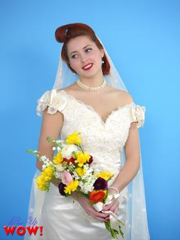 Lucy V in Pinup Wow set Bridal Sweet!