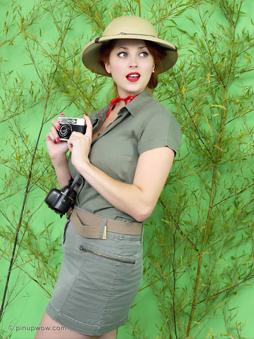 Lucy V in Pinup Wow set Jungle Honey!