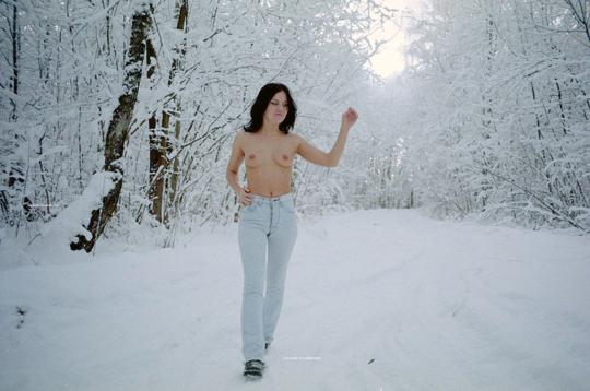 Lia in Nude In Russia set Snow Cutie