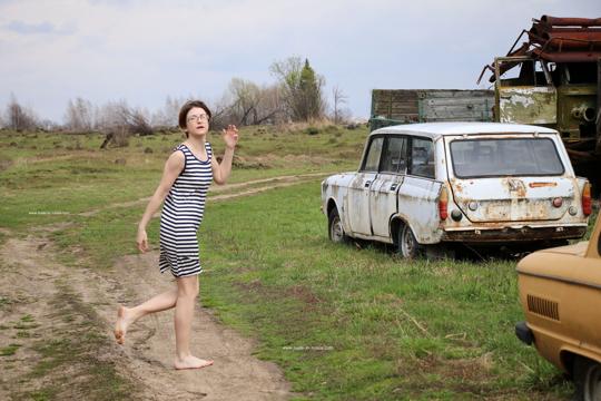 Atisha in Nude In Russia set Old Car Lane