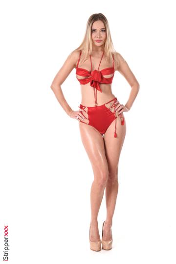 Verena Maxima in Istripper set Red Silk Perfection