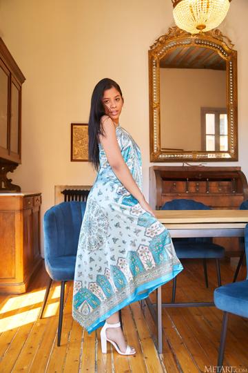 Karin Torres in Metart set Silk Dress